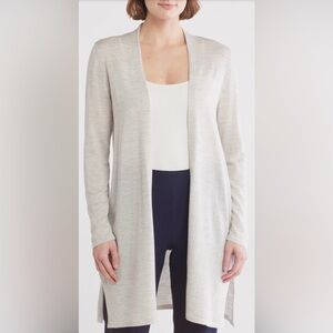 NWT Eileen Fisher XXS Ultra Fine Merino Straight Long Cardigan Gray Boyfriend